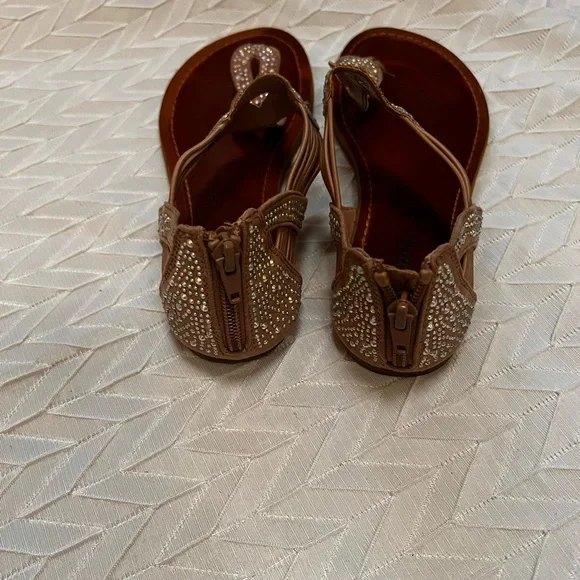 Candie's Tan Sandals with Rhinestone Accents - Picture 3 of 6